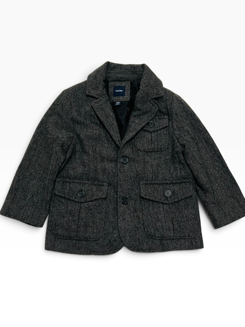 GAP Kids 3Y Charcoal Herringbone Blazer